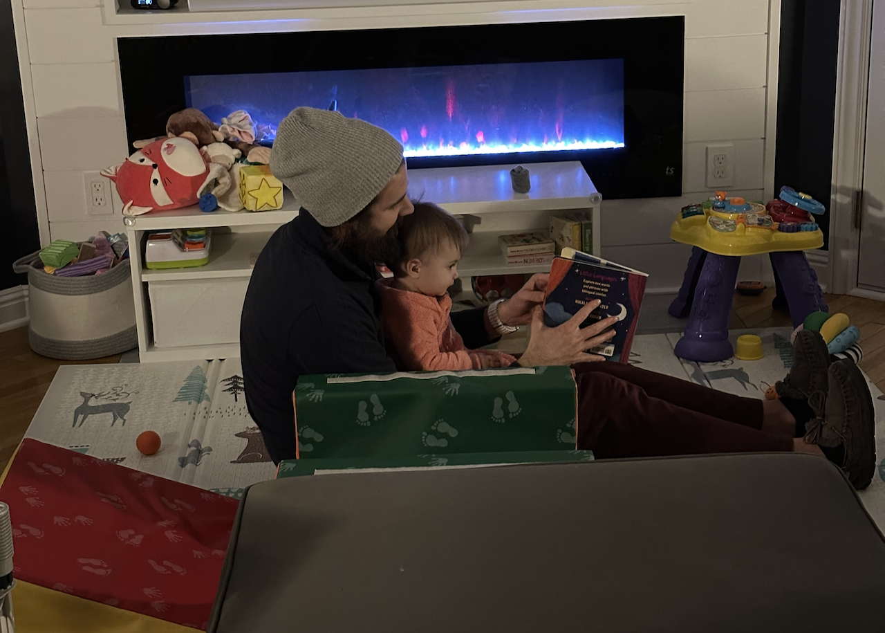 Zoe and I reading a book before bed.